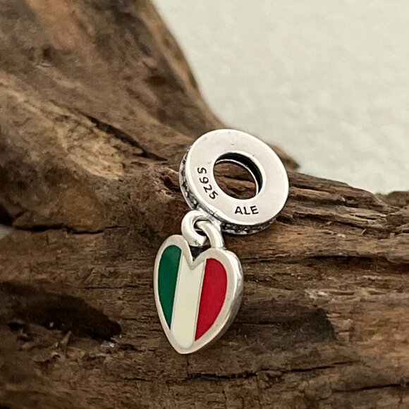 Pandora Italy Flag Exclusive S925 Silver Dangle Charm - Picture 3 of 4